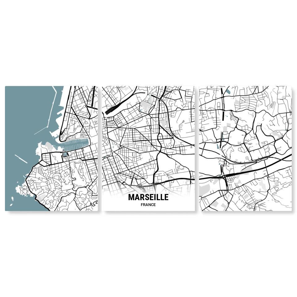 Carte personnalisée Ville "triptyque"