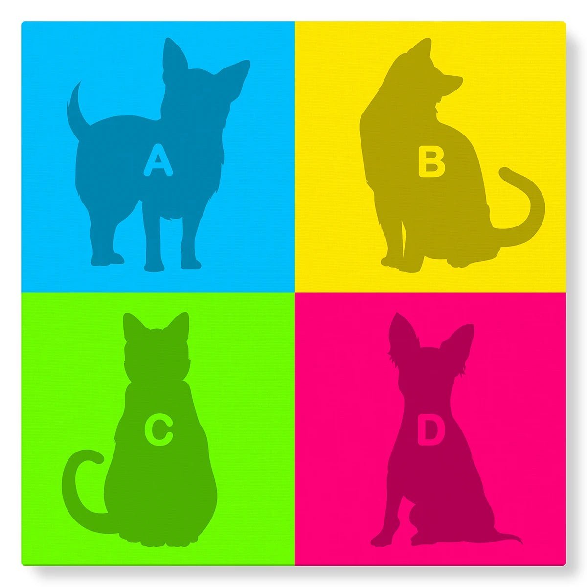 Tableau Pop Art Animaux (4 cases) - Studio Pop Art