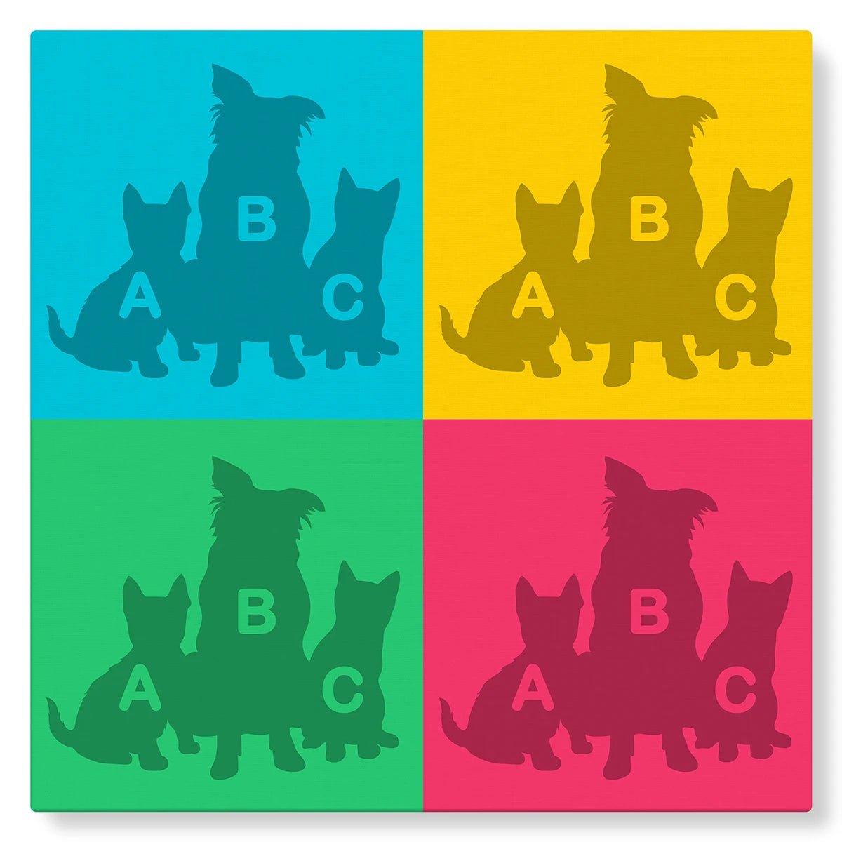 Tableau Pop Art Animaux (4 cases) - Studio Pop Art